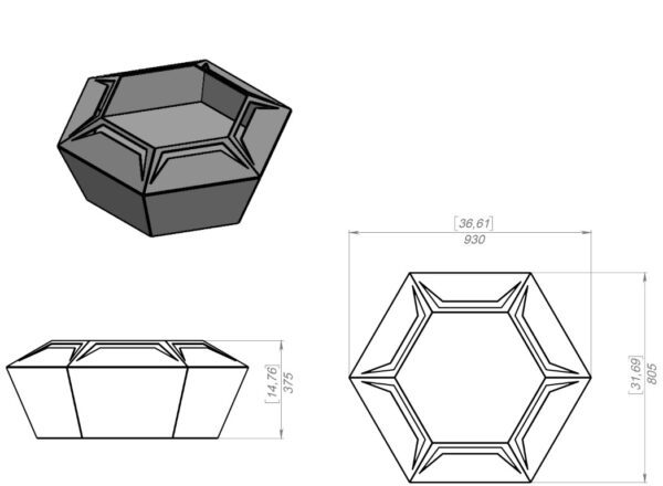 Hexagon with cutout Design Fire Pit - Image 2